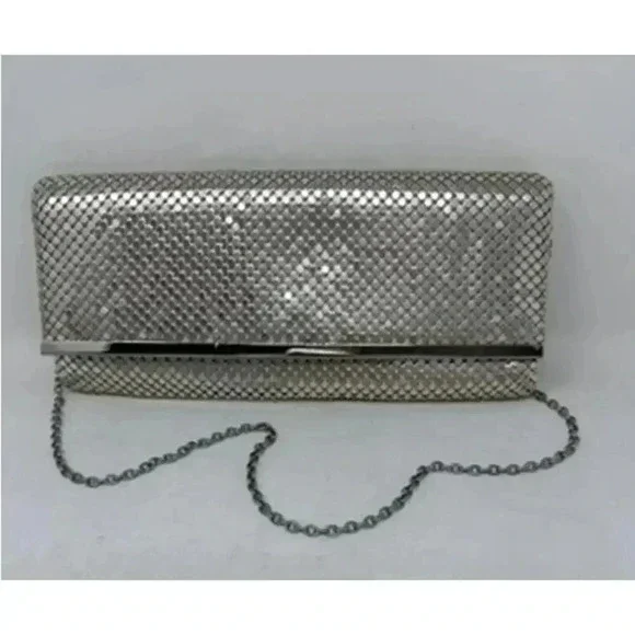 Jessica McClintock Vintage‎ Silver Mesh Purse Clutch 80's - Picture 2 of 14